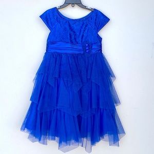 JONA MICHELLE Size 6 Lace Tulle Sparkle Party Formal Dress Royal Blue Wedding